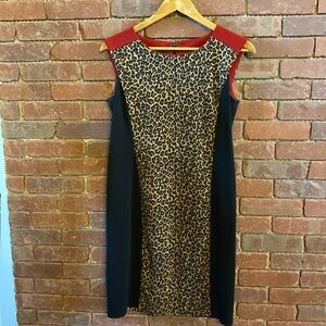 Leopard print and black dress